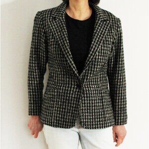 Vintage R d'Infinitif Paris Houndstooth Wool Blazer Hourglass Woolmark, Size 38